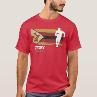 Rugby Player Zimbabwe Flag Sports Ball Rugby funny T-Shirt