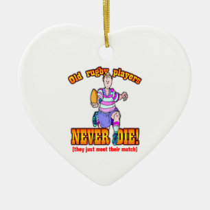 Rugby Players Ceramic Ornament