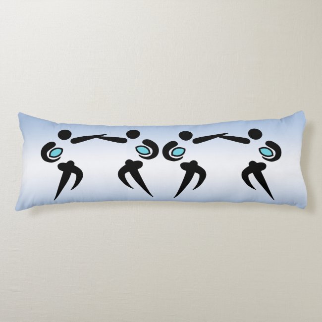 Rugby Players with Scrum Balls Blue Body Pillow