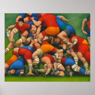 Rugby Ruck - Art On Canvas Print