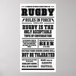 Rugby Rules In Force - Large Poster