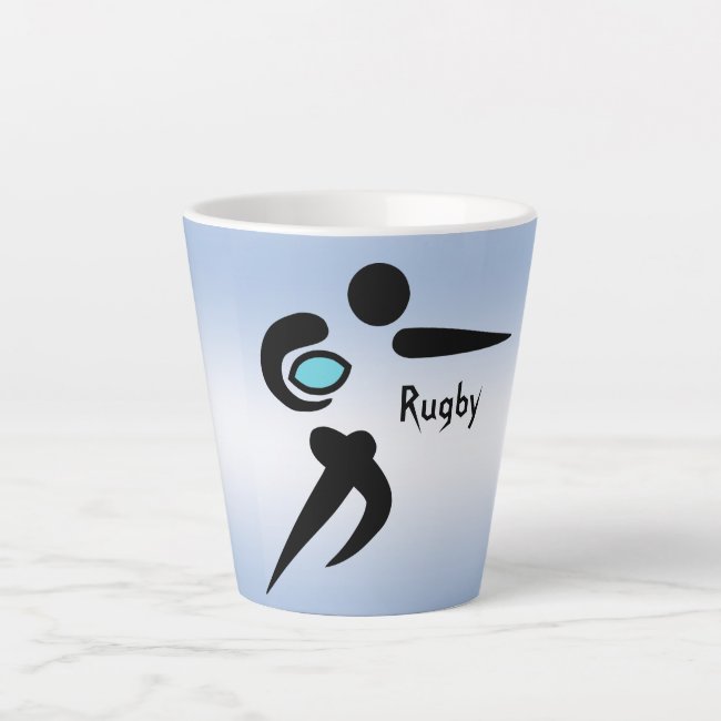 Rugby Scrum Player with Ball Blue Latte Mug