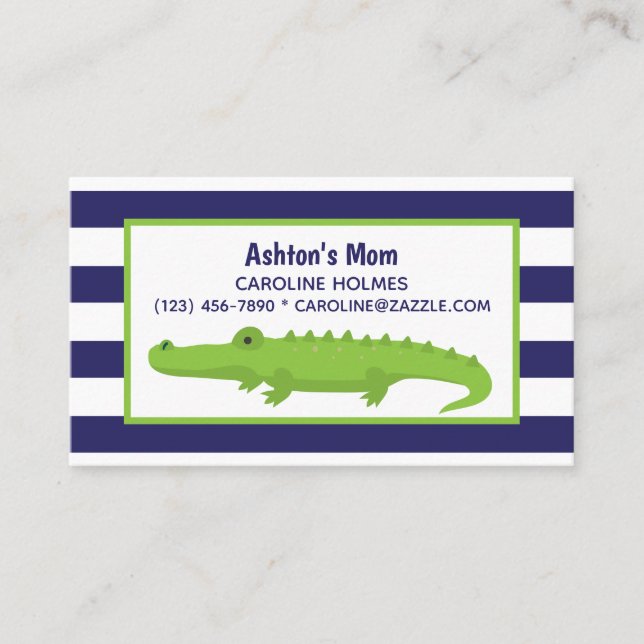 Rugby Stripes Alligator Business or Contact Cards (Front)