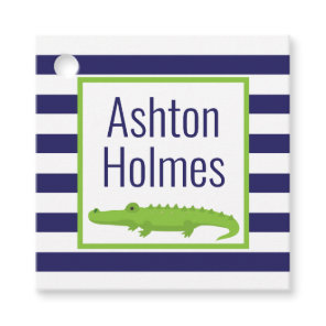 Rugby Stripes Alligator Favor Gift Tags
