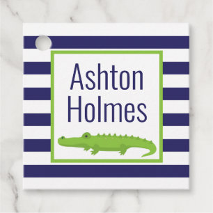 Rugby Stripes Alligator Favor Gift Tags