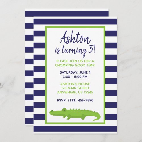 Rugby Stripes Alligator Party Invitations