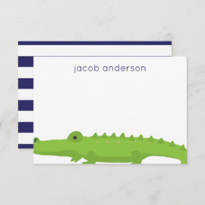 Rugby Stripes Alligator Personalized Note Cards