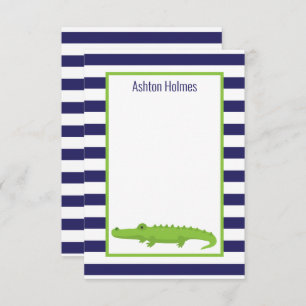 Rugby Stripes Alligator Personalized Note Cards