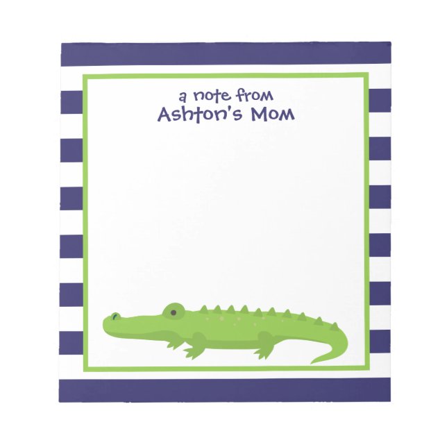 Rugby Stripes Alligator Personalized Notepad (Front)