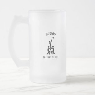 Rugby the way to go frosted glass beer mug
