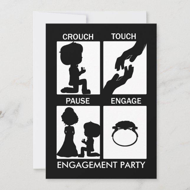 Rugby themed engagement party announcement (Front)