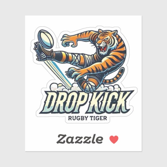Rugby Tiger Drop Kick Sticker (Sheet)