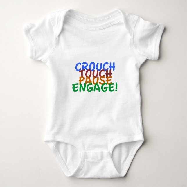 Rugby Union Crouch Touch Pause Engage Baby Bodysuit (Front)