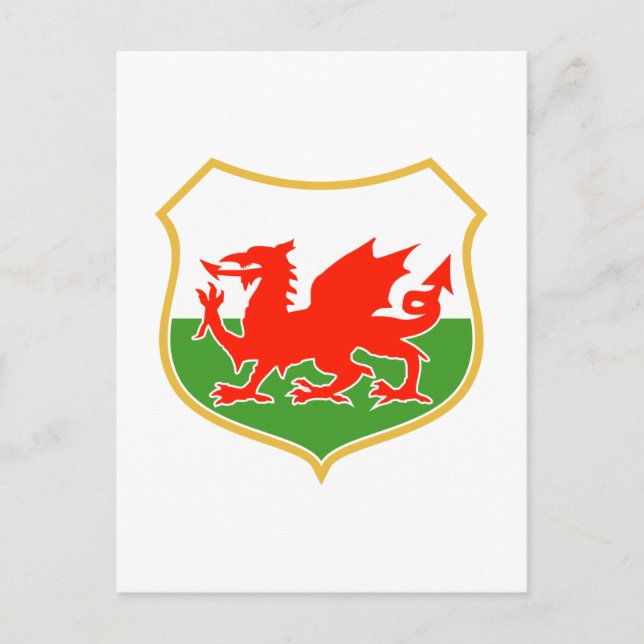 rugby wales red welsh dragon sports mascot postcard (Front)