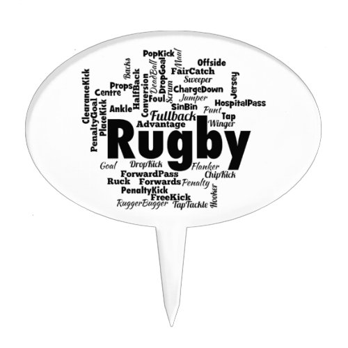 Rugby Word Cloud Cake Topper