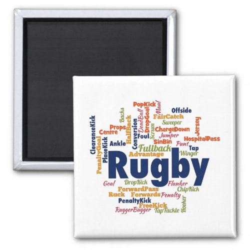 Rugby Word Cloud Magnet