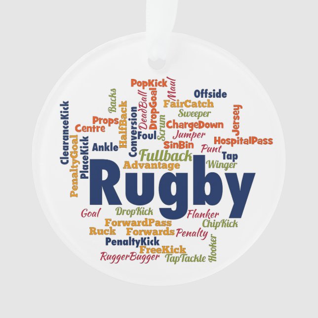 Rugby Word Cloud Ornament (Front)
