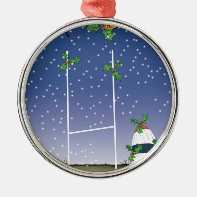 rugby xmas metal ornament (Front)