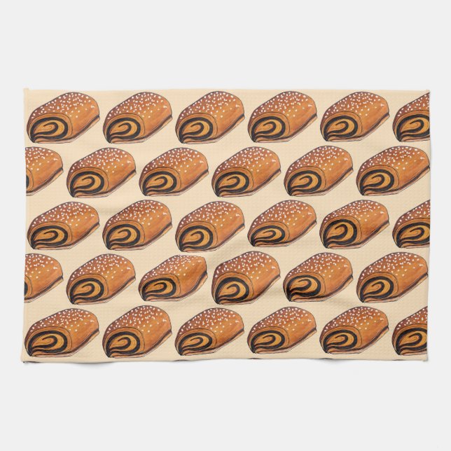 Rugelach Jewish Polish Crescent Roll Pastry Food Kitchen Towel (Horizontal)