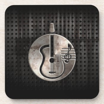 Rugged Acoustic Guitar Drink Coaster by MusicPlanet at Zazzle
