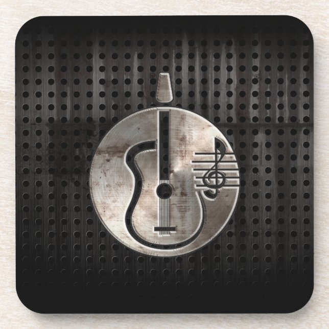 Rugged Acoustic Guitar Drink Coaster (Front)