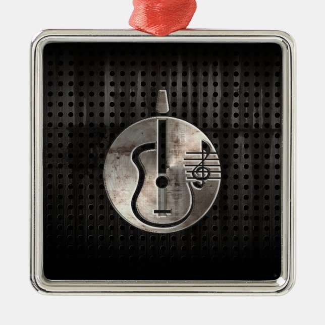 Rugged Acoustic Guitar Metal Ornament (Front)