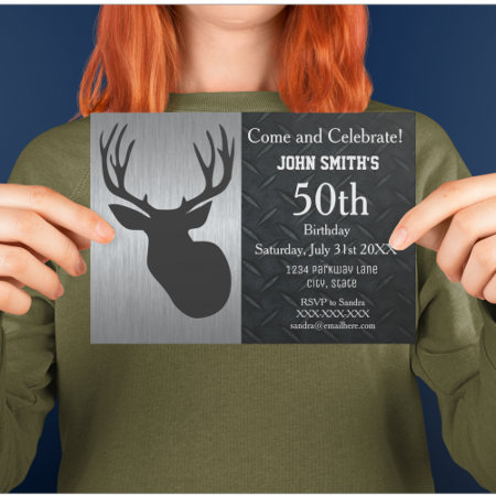 Rugged Adult Deer Hunting Birthday Invitations