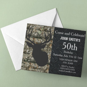 Rugged Adult Deer Hunting Birthday Invitations