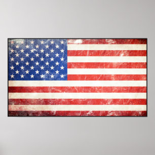 Rugged American Flag Poster