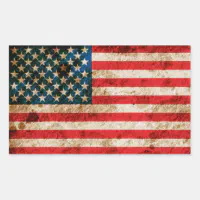 Vintage Faded American Flag State Names Words Art Rectangular Sticker