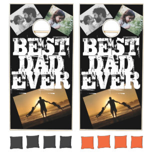 Rugged Best Dad Ever Father's Day Gift Photo Cornhole Set
