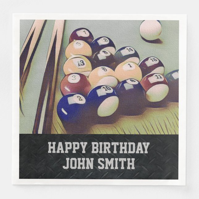 Rugged Billiards Men's Birthday Napkins (Front)