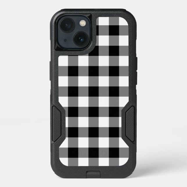 Rugged Black and White Gingham Pattern Otterbox iPhone Case (Back)
