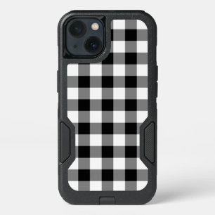 Rugged Black and White Gingham Pattern iPhone 13 Case
