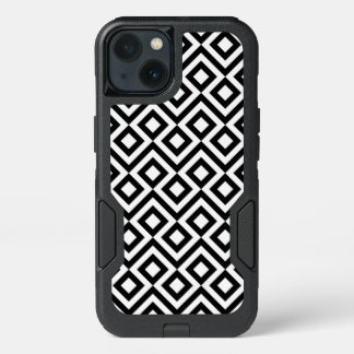 Rugged Black and White Meander Pattern iPhone 13 Case