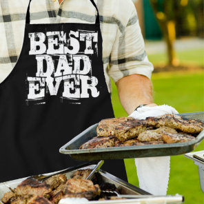 Rugged Black Best Dad Ever Typography Apron
