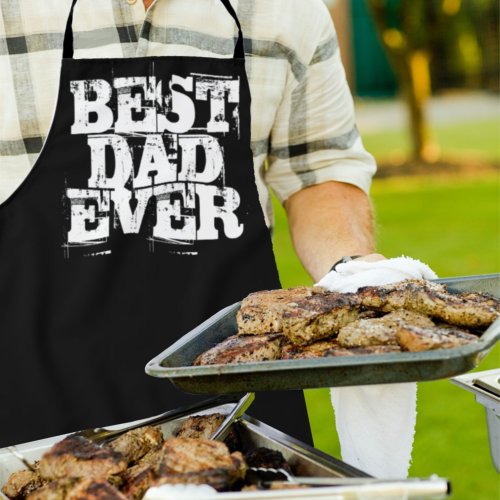 Rugged Black Best Dad Ever Typography Apron
