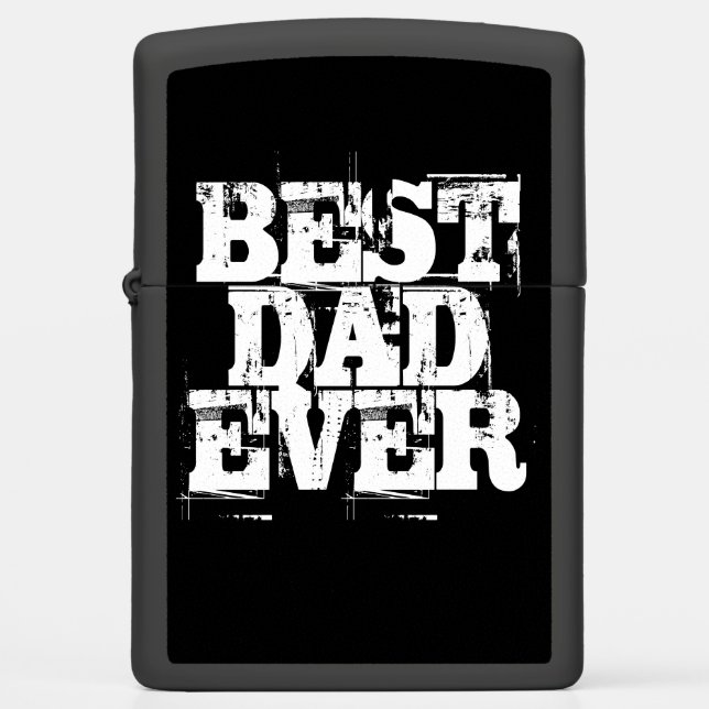 Rugged Black Best Dad Ever Typography Zippo Lighter (Front)