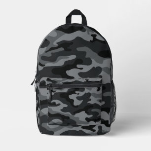 Rugged Black Gray Camo Tactical Travel Backpack
