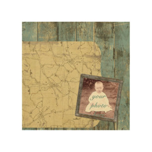 Rugged Blue Planks Lumber Frame Wood Plaque Wall Decor
