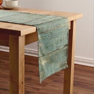 Rugged Blue Planks Lumber Short Table Runner
