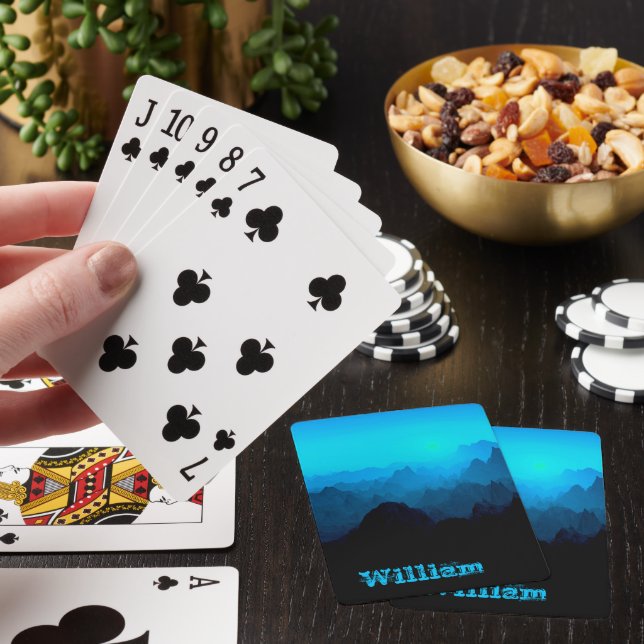 Rugged Blue Smokey Mountains with Rustic Name Poker Cards (In Situ)