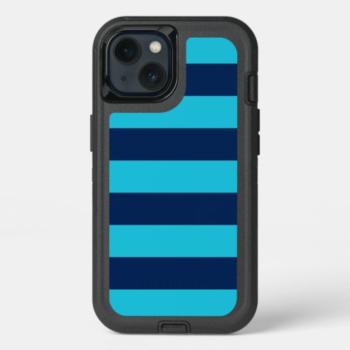 Rugged Bright Blue and Navy Stripes iPhone 13 Case