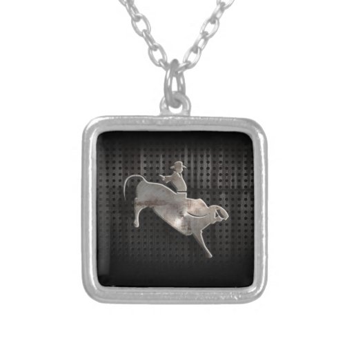 Rugged Bull Rider Silver Plated Necklace