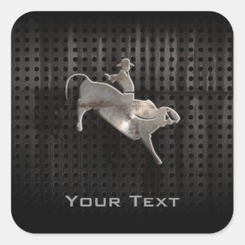 Rugged Bull Rider Square Sticker by SportsWare at Zazzle