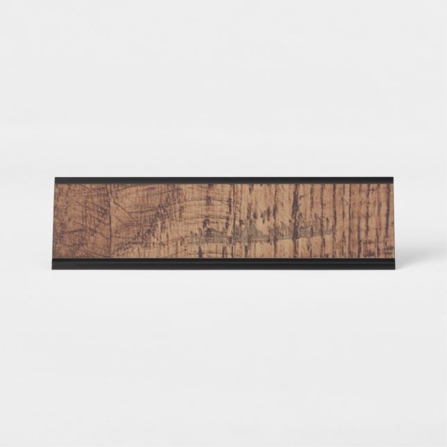 Rugged Chestnut Oak Wood Grain Look Desk Name Plate (Front)