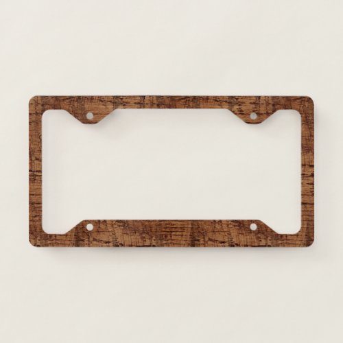 Rugged Chestnut Oak Wood Grain Look License Plate Frame