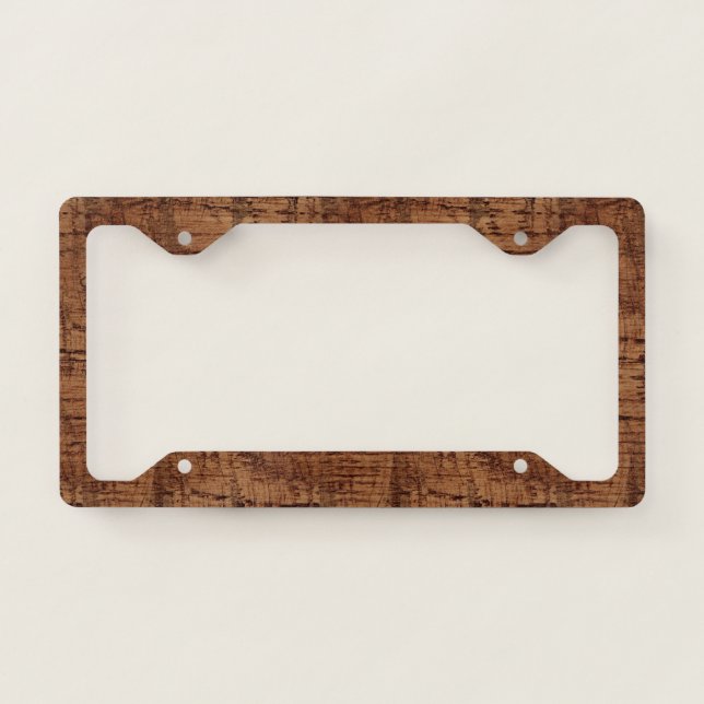 Rugged Chestnut Oak Wood Grain Look License Plate Frame (Front)
