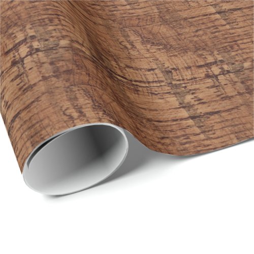 Rugged Chestnut Oak Wood Grain Look Wrapping Paper