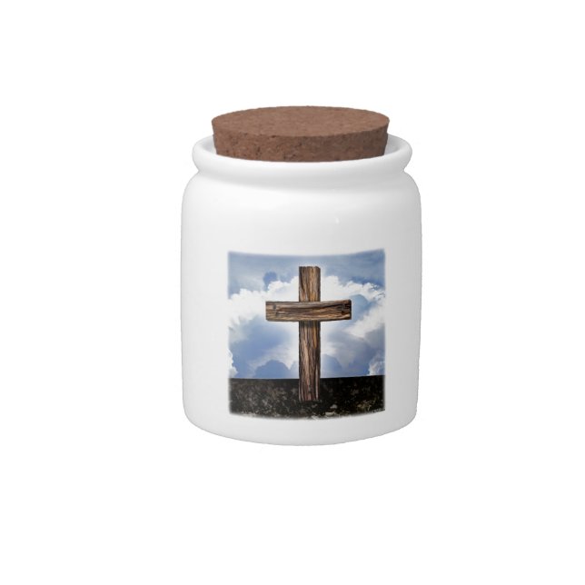 Rugged Cross with Sky Candy Jar (Front)